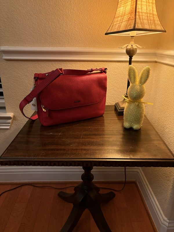 Fossil Preston Red Leather Crossbody w/ Flap and Expandable Zipper NWT MSRP $198