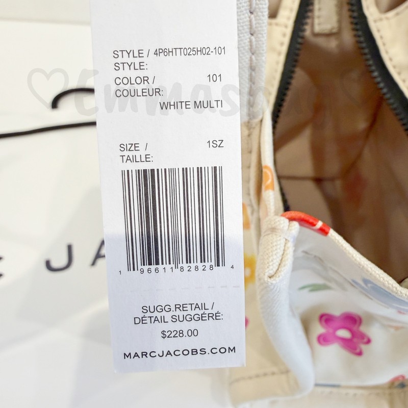 Marc Jacobs Canvas Standard Supply Small Tote 4P6HTT025H02 $228 White Multi gallery