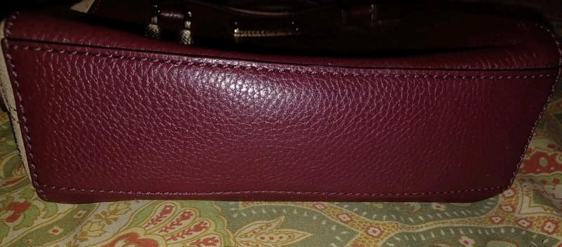 Kate Spade maroon beige leather handbag shoulder bag purse removable strap gallery