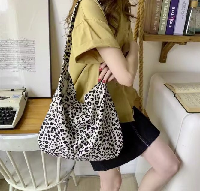 Modern Small Leopard Print Messenger Bag, Single Shoulder Canvas Bag for Female gallery
