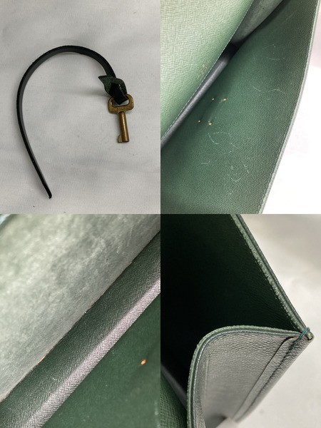 Louis Vuitton Taiga Business Bag Green Leather Briefcase VI1906 Used gallery