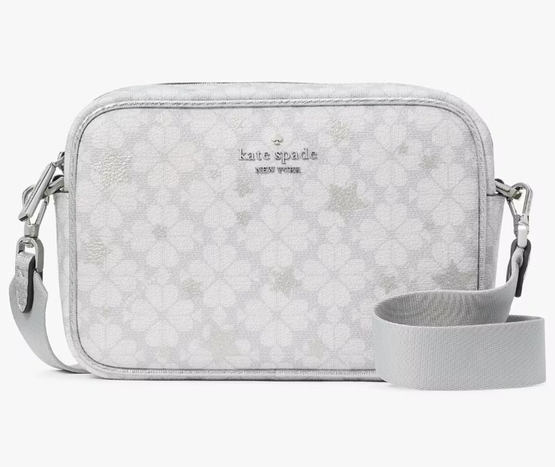 Kate Spade Flower Star Toss Platinum Crossbody Camera Bag Purse KK062 NWT $279