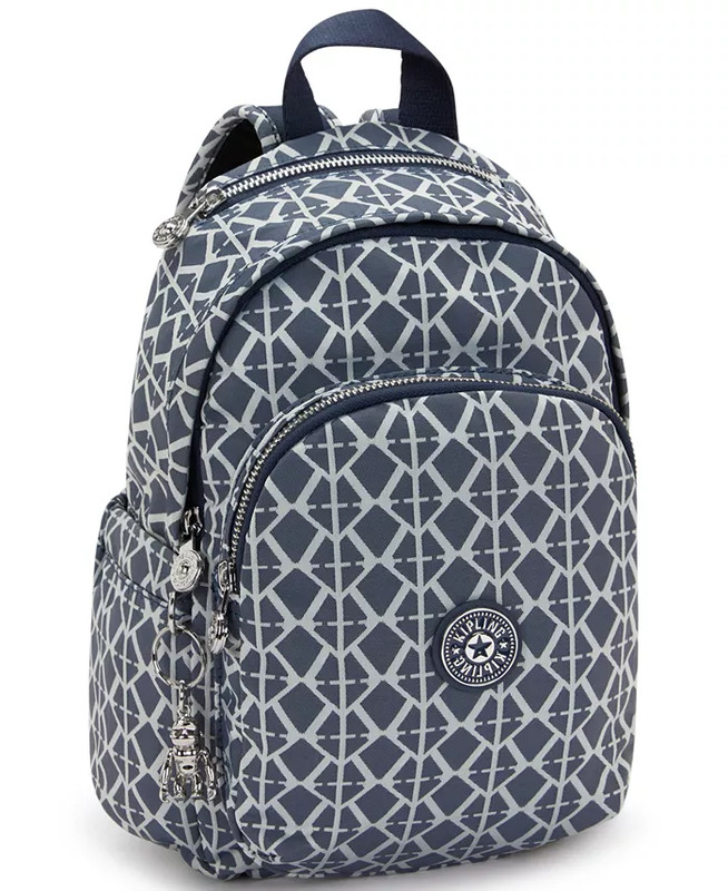 NWT $134 KIPLING Delia Mini Backpack Navy Blue Print NYLON 10″ Tablet