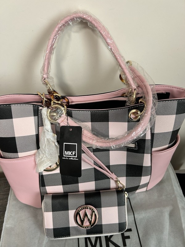MKF Bonita Checker Tote & Wallet Set by Mia K –Vegan Leather-New gallery