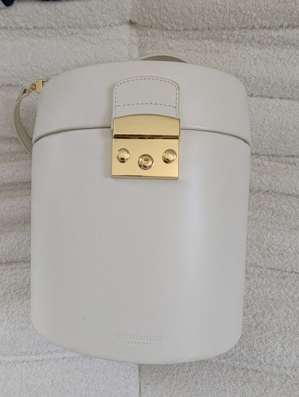 DONATIENNE Los Angeles White Structured Crossbody Gold Hardware Purse Vintage