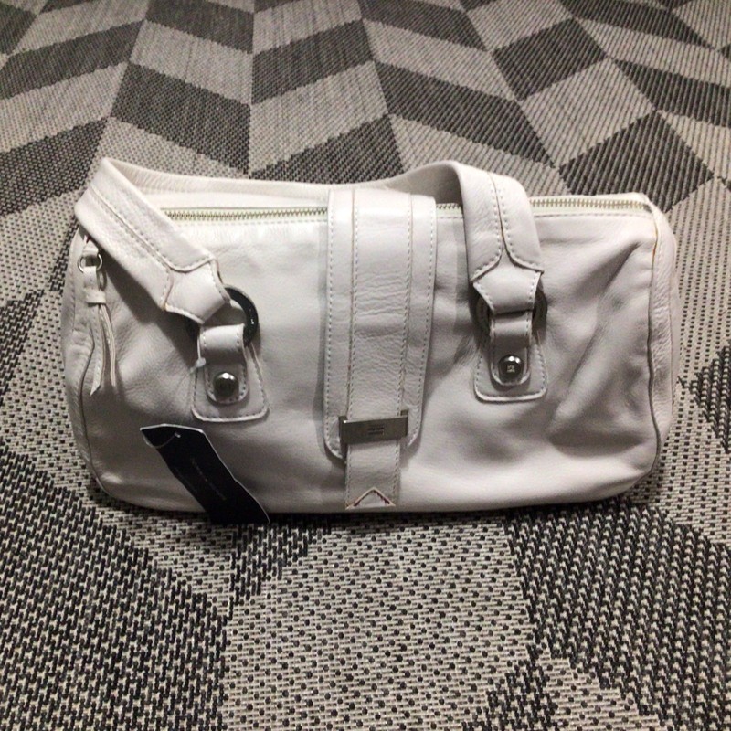 Tommy Hilfiger Bone Leather Cape Cod Satchel Double Strap Purse