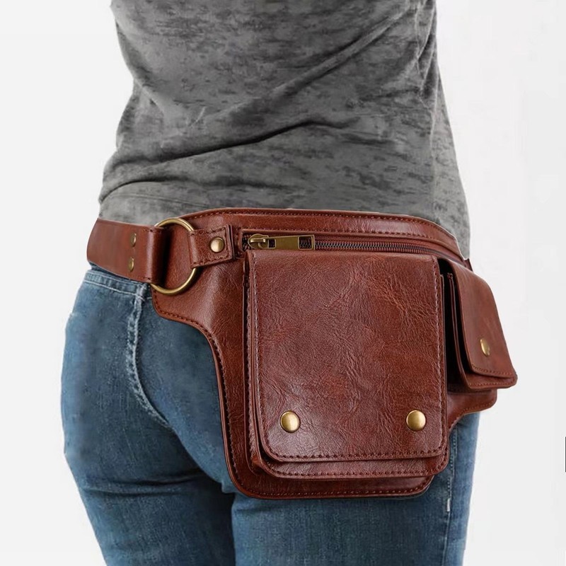 Ladies Waist Bag Waist Pack Casual Steampunk Stylish PU Leather Festival