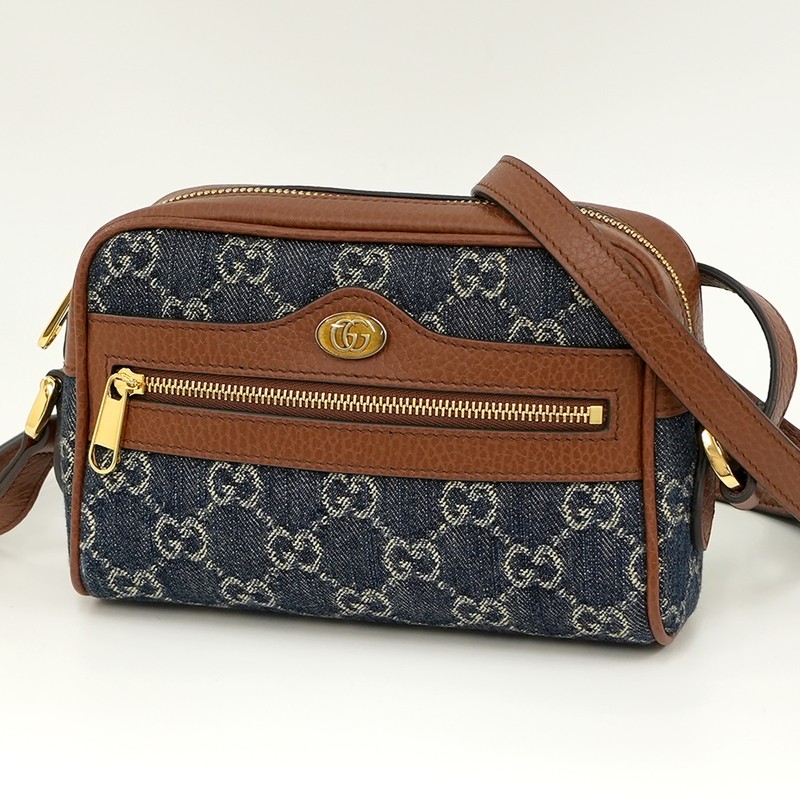 GUCCI Ophidia GG Jacquard Denim Shoulder Bag 517350 Crossbody Bag Blue #1149