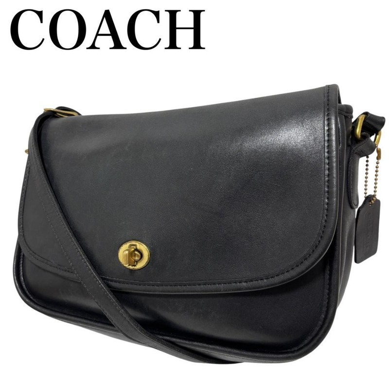COACH City Bag 9790 Black Gold Glove Tan Leather Shoulder Bag Old Coach Vintage