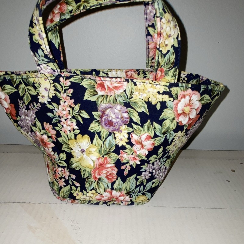 Floral Multicolor Top Handle Handbag Purse, Zip Closure, Lined Inner Pockets