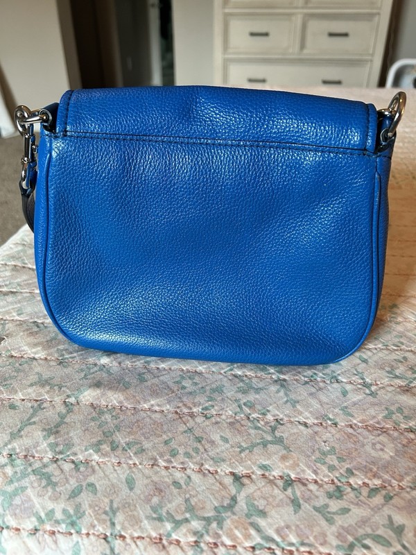MARC JACOBS Empire City Large Royal Blue Leather Messenger Crossbody Saddle Bag gallery