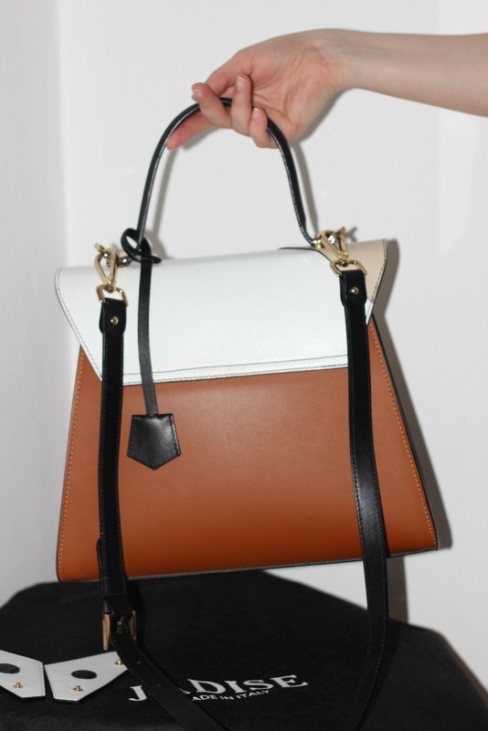 Jadise Brown Black CreamLeather Bag Made In Italy gallery