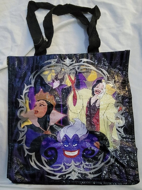 Disney Store Villains Reusable Pocketed Tote Bag Maleficent Ursula Cruella Queen