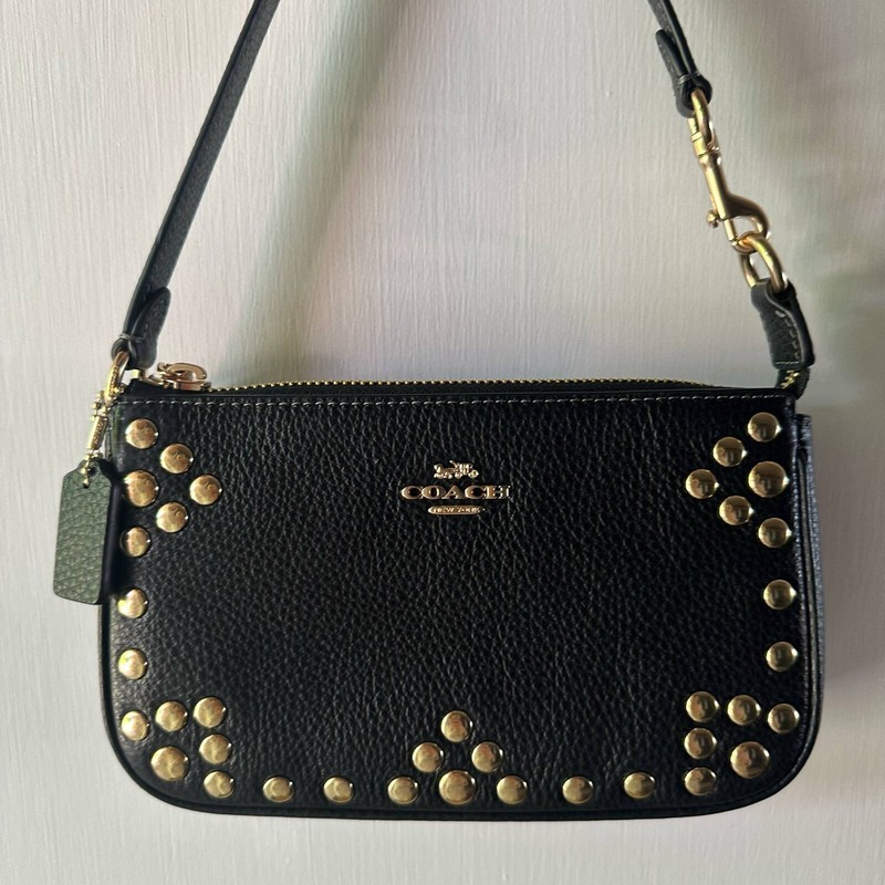 NEW + tags! COACH Women Leather Bag Shoulder Bag BLACK CAQ17 NOLITA 19 Studs