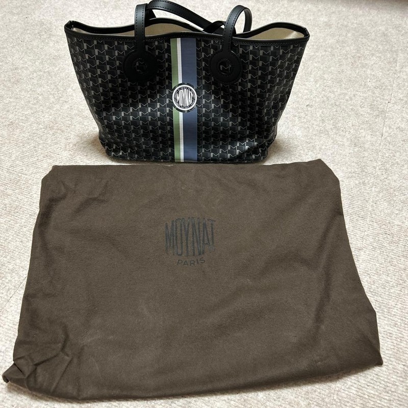 Moynat Logo Tote Bag Black Gray New Unused Authentic Leather Japan Limited Style