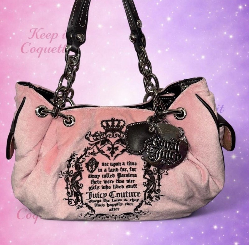 Juicy Couture Pink & Brown Once Upon A Time Fairytale Hobo Satchel Bag 2026