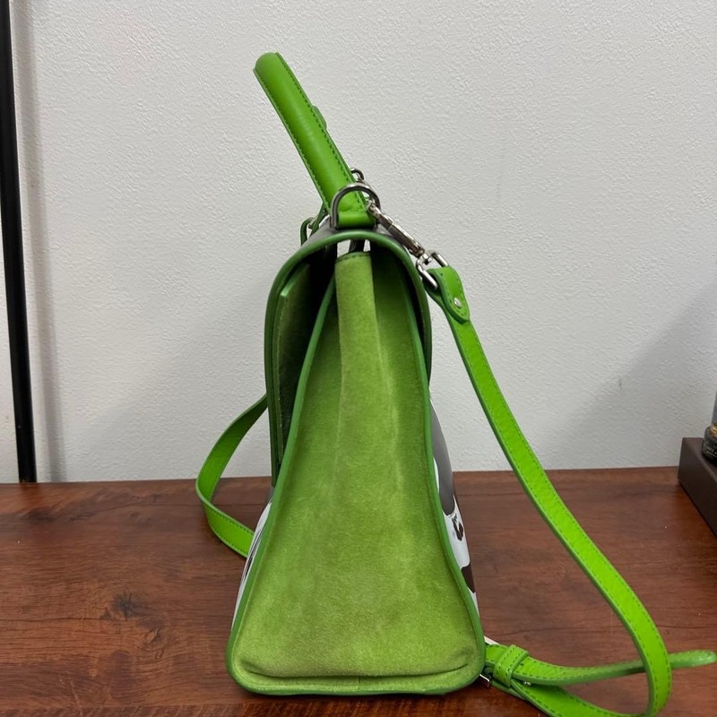 JADISE Italy Leather 2Way Bag Hand Shoulder Green Black Art Design Authentic gallery