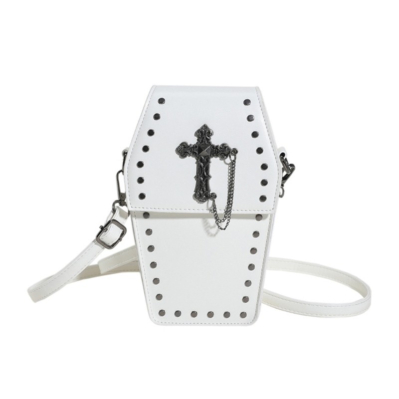 Rivet Handbag for Girl Women Fashion Purse Halloween Gothic Coffin Shaped Bag gallery
