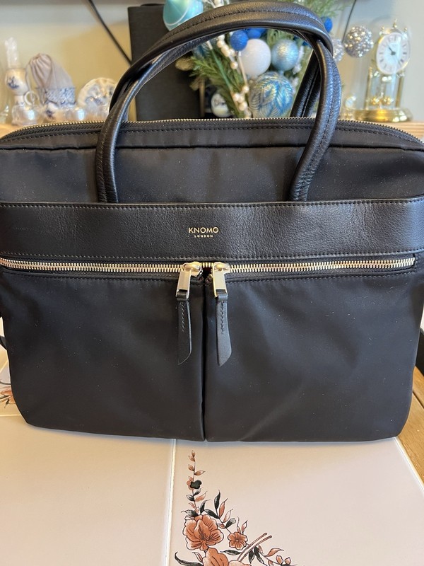 KNOMO London Black and Red Grosvenor Place Expandable 15”Laptop Tote Bag