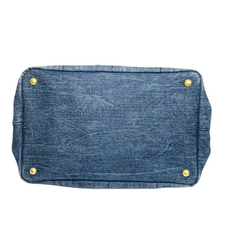 PRADA Ladies Denim Tote Bag Handbag CANAPA B1877B with Guarantee Card gallery