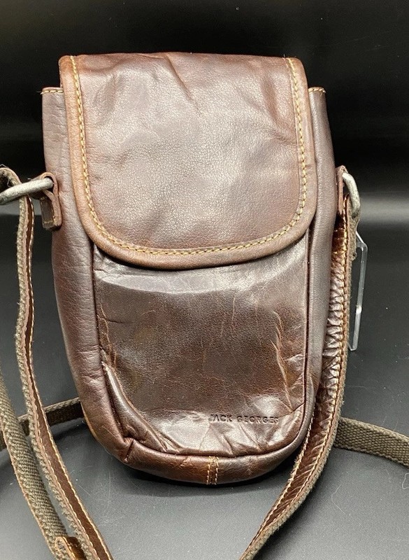 JACK GEORGES Crossbody Purse Brown Leather Bag 46” Strap Boho Perfectly Broke In