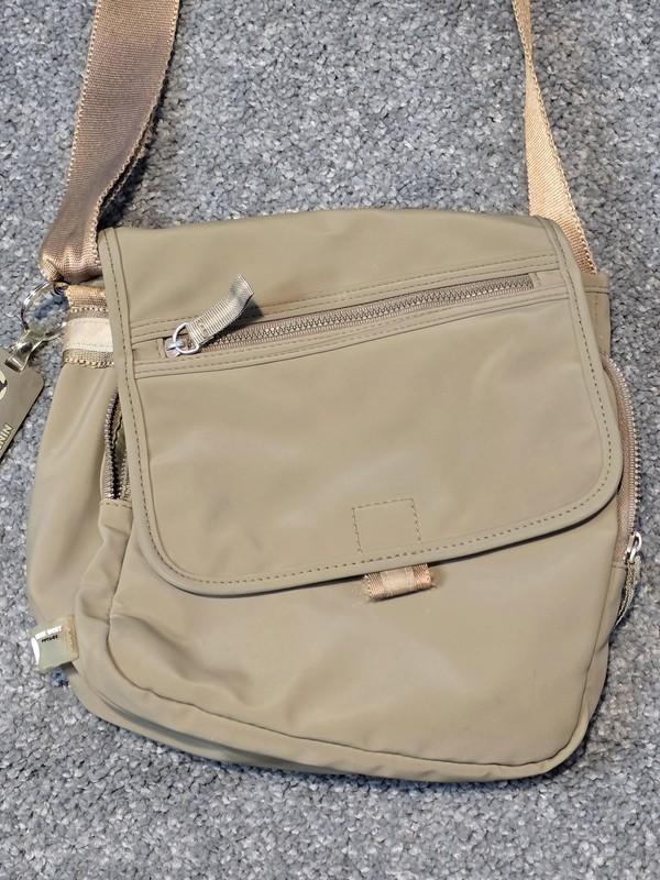 Nine West Messenger Bag Womens Medium Beige Nylon Voyage Solid Shoulder Purse gallery