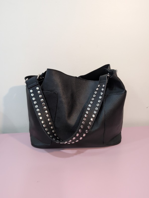 Steve Madden BSammy Shoulder Handbag with Silver Studded Strap Y2K Retro Rock