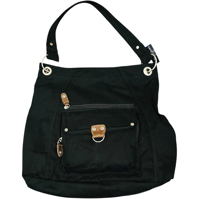 Faded Glory Black Carry Purse / Bag – 100% Cotton – NEW with Tags