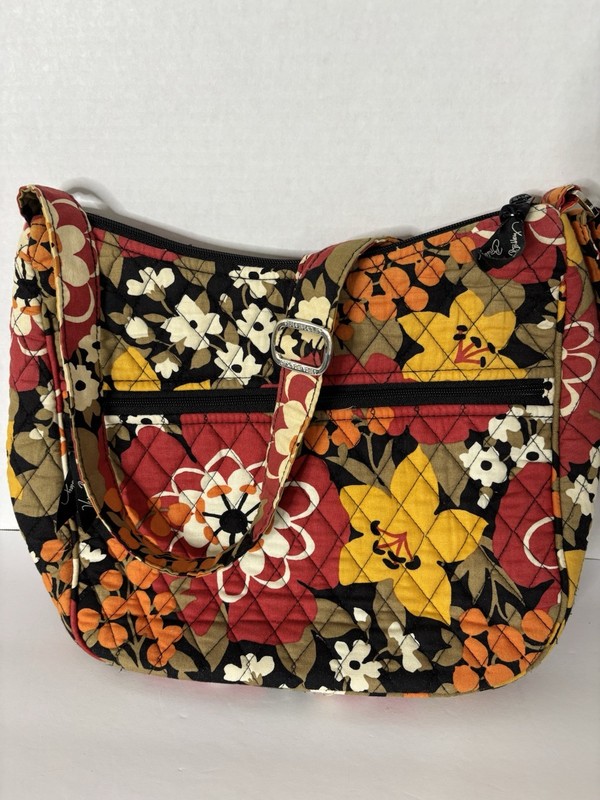 Vera Bradley Bittersweet Pattern Quilted Hipster Crossbody Bag Zipper Accent