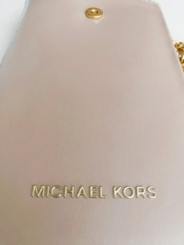 Michael Kors Fragrance Nude Pink Crossbody Phone ID/Card Case Gold Chain Strap gallery