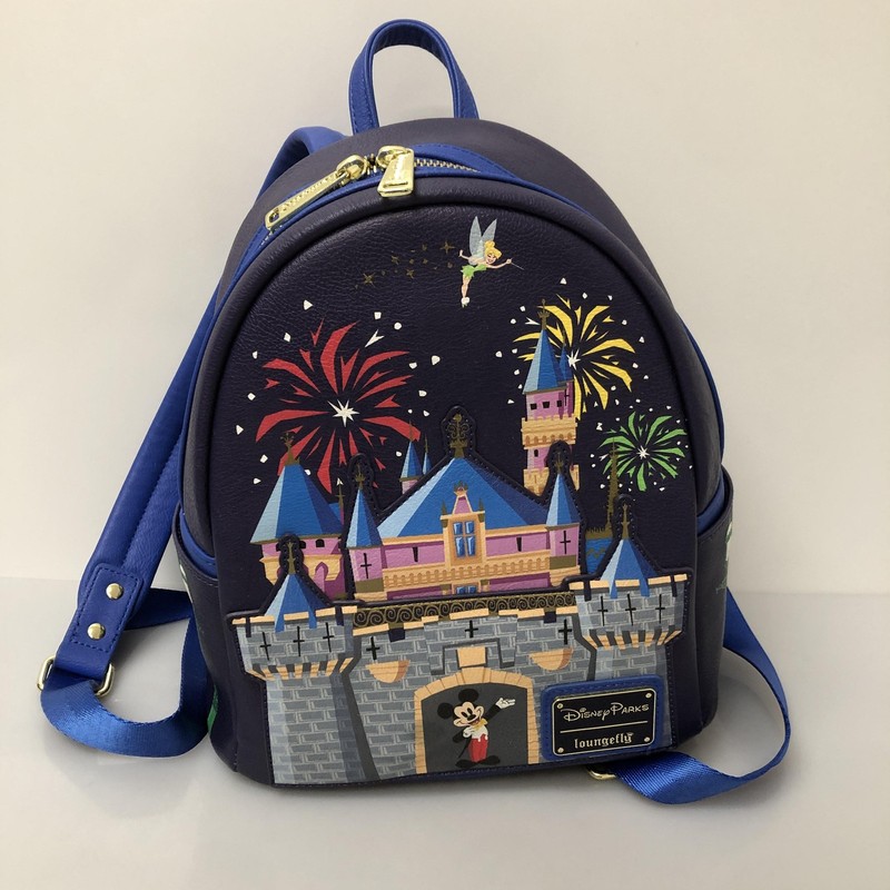 Loungefly Mini Backpack Bag Womens Small Blue Disneyland Castle Tinker Bell Logo