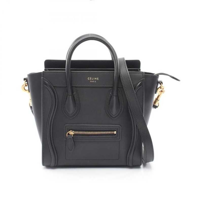 CELINE Bag: Luggage Nano Shopper Black W20H20D9cm w/ strap;