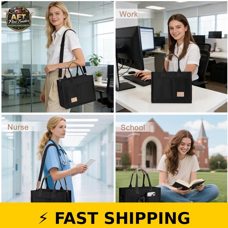 GASSDA Canvas Tote Bag for Women with Pockets - Crossbody Work Purse gallery