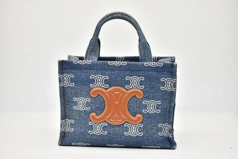 Celine Small Cabas Tais Tote Bag Triomphe Denim Navy 199162 from Japan #064