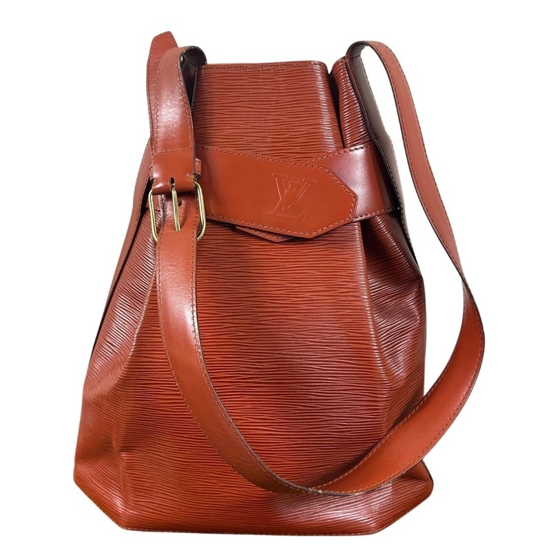 Louis Vuitton Epi Leather Bucket Bag Brown Shoulder Bag Sac De Paul Authentic