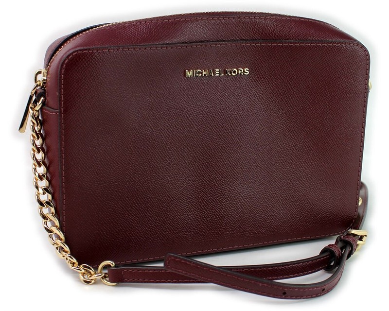 Michael Kors 32S4GTVC3L Jet Set Pebble Grain Leather Crossbody Bag Burgundy