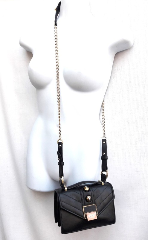 JADISE Bag Crossbody Handbag Black leather Stud Made Italy gallery