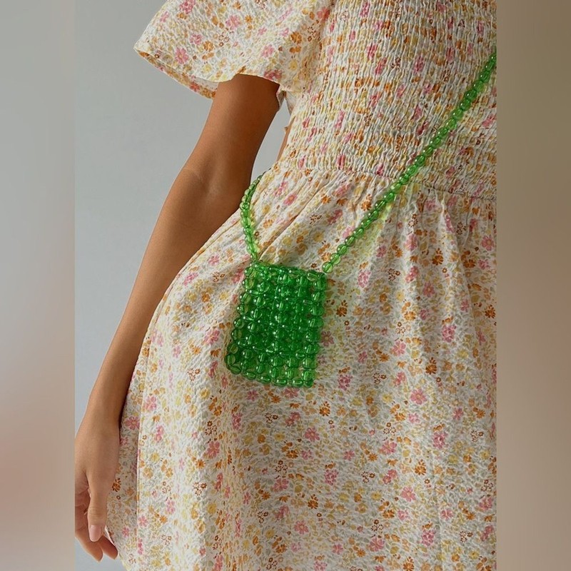 NWT! PRINCESS POLLY PETRIE BEADED CROSSBODY mini BAG GREEN gallery