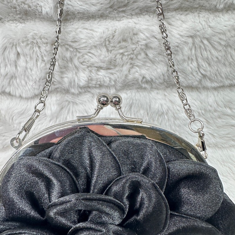 Vintage Daniel Ames Couture Evening Bag Women Black Flower Rhinestone Clutch gallery