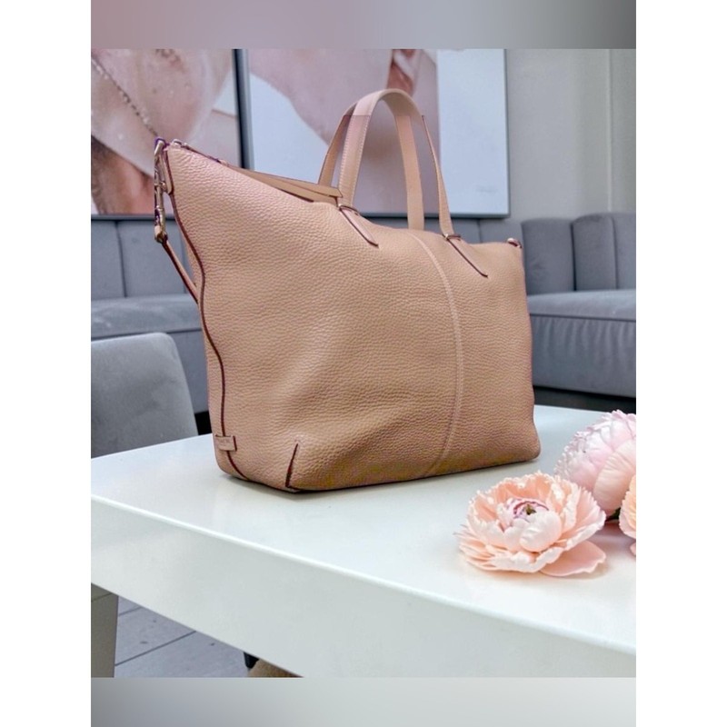COACH Bleecker Cooper Pebbled Leather Satchel in Peach Rose