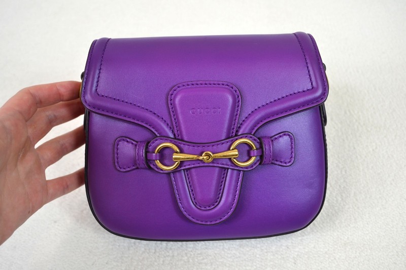 Gucci Lady Web Horsebit Purple Leather Small Shoulder Bag Handbag Purse gallery