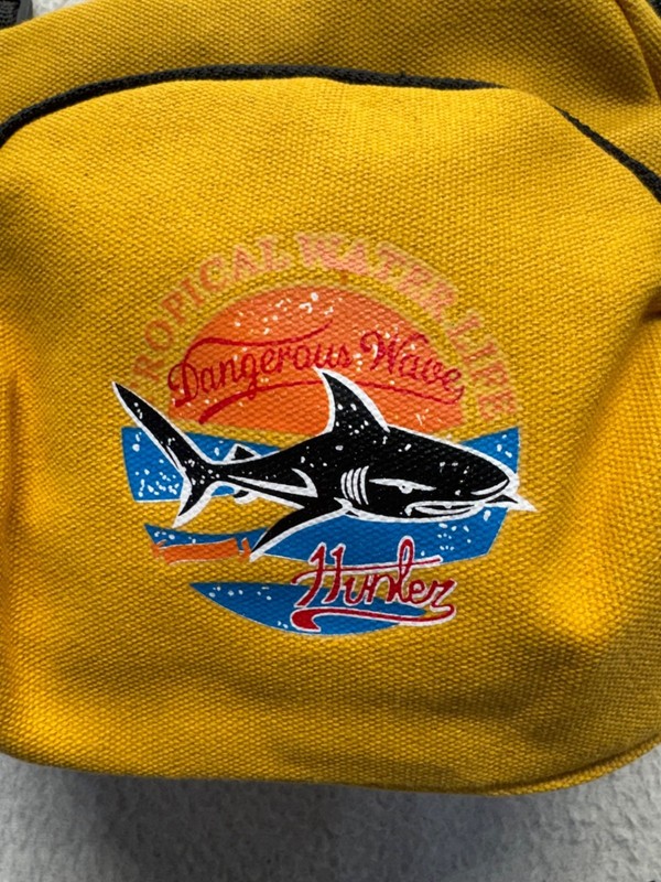 Yellow Canvas Crossbody Bag Shark Graphic & Adjustable Strap #9708 gallery
