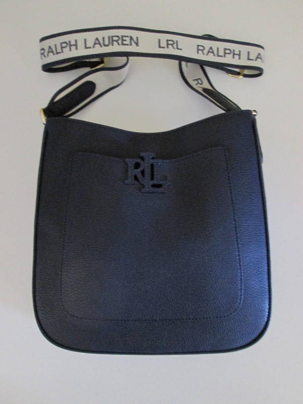 NWT Lauren Ralph Lauren Lauren Cameryn Navy Blue Pebbled Leather Cross-Body Bag