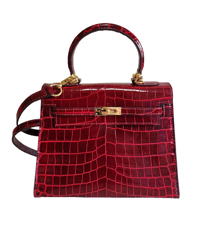 Tiffany & Fred Paris Croc-Embossed Leather Satchel Red