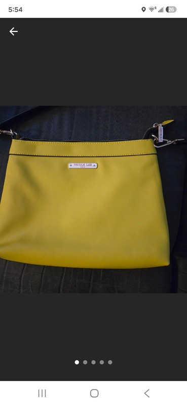 Nicole Lee Yellow Shoulder Bag Zip Closure Polka Dot Lining Inner Pockets