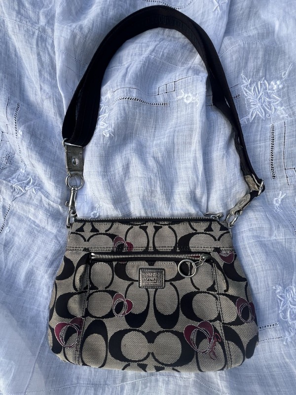 Coach Poppy Heart Signature Crossbody Purse (Flaws Wear) Read
