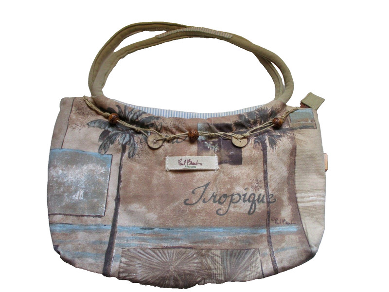 PAUL BRENT Bag Coated Canvas Purse zip Beaded Cruisewear Beach Coastal Resort