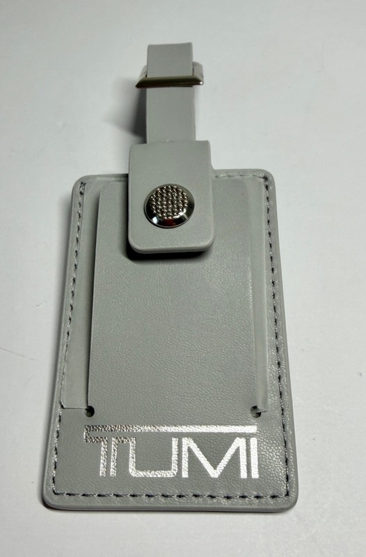 TUMI LEATHER LUGGAGE TAG LIGHT GREY NWOT