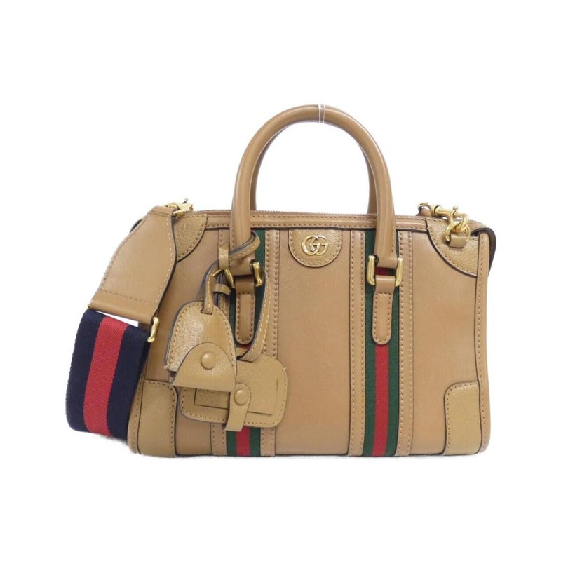Gucci 715772 AAA0D Leather Bag Brown Gold Used 27cm x 19cm x 14cm