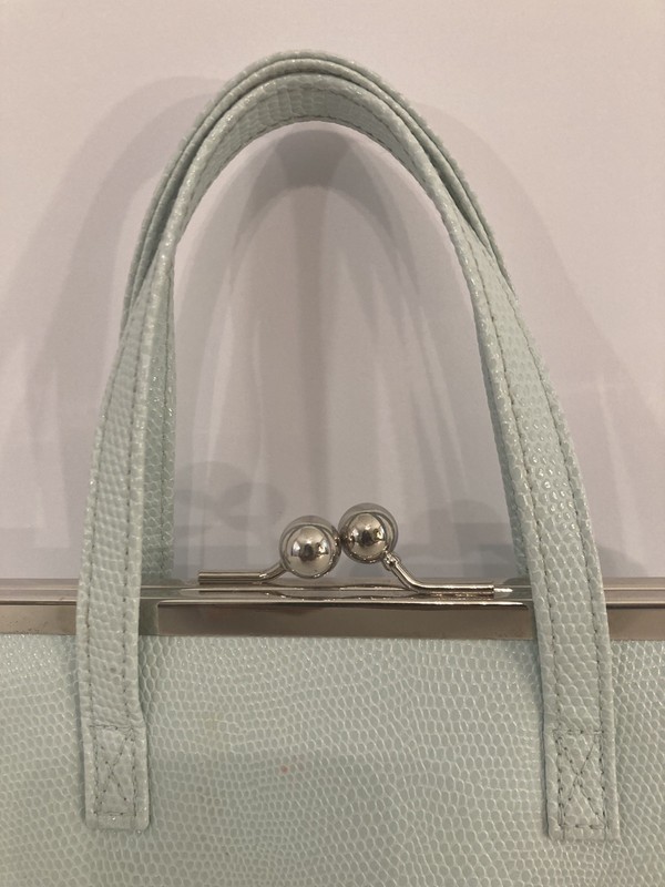 Old Navy Kiss Lock Purse Top Handles Faux Leather Mint Green gallery